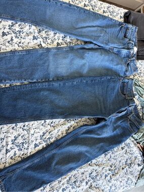 H&M Blue High-Rise Straight-Leg Jeans